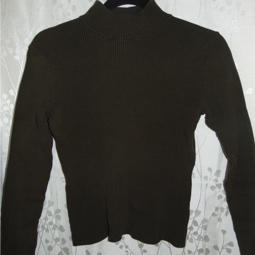 Grace Elements Khaki Ribbed Knit Top
